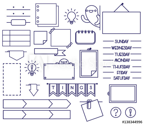 500x434 Icons For Bullet Journal Days Of The Week, Stickers, Reminders