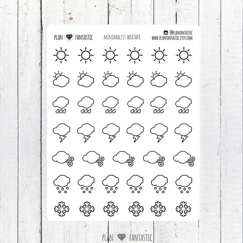 794x794 Weather Stickers Weather Icons Bullet Journal Stickers Etsy