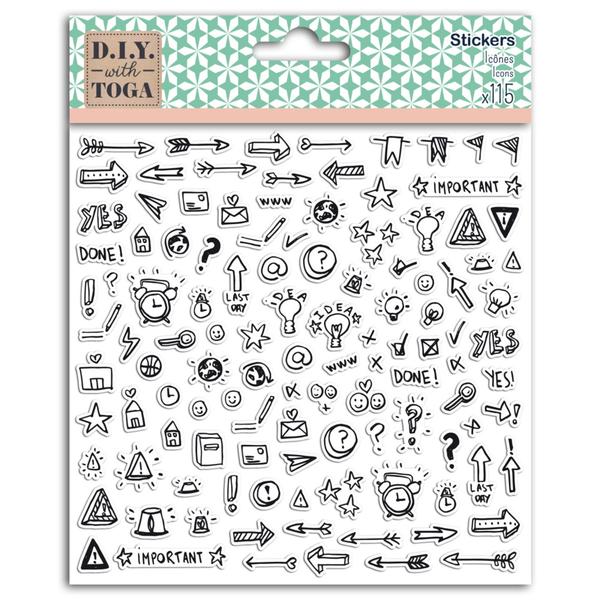 600x600 Black White Icon Stickers