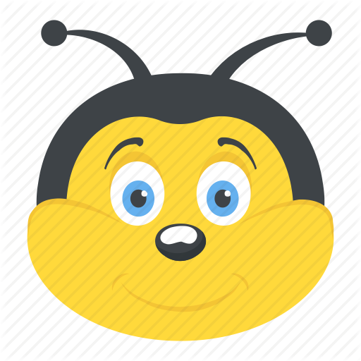 512x512 Cartoon Bee Face, Fly, Honey Bee, Insect, Smiling Bumblebee Icon