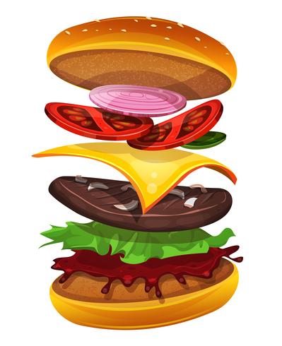 399x490 Fast Food Burger Icon With Ingredients Layers