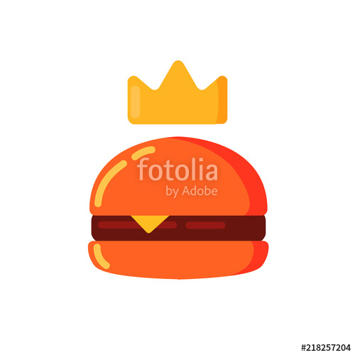 500x500 Vector Illustration Of Minimalistic Burger King Icon Stock Image
