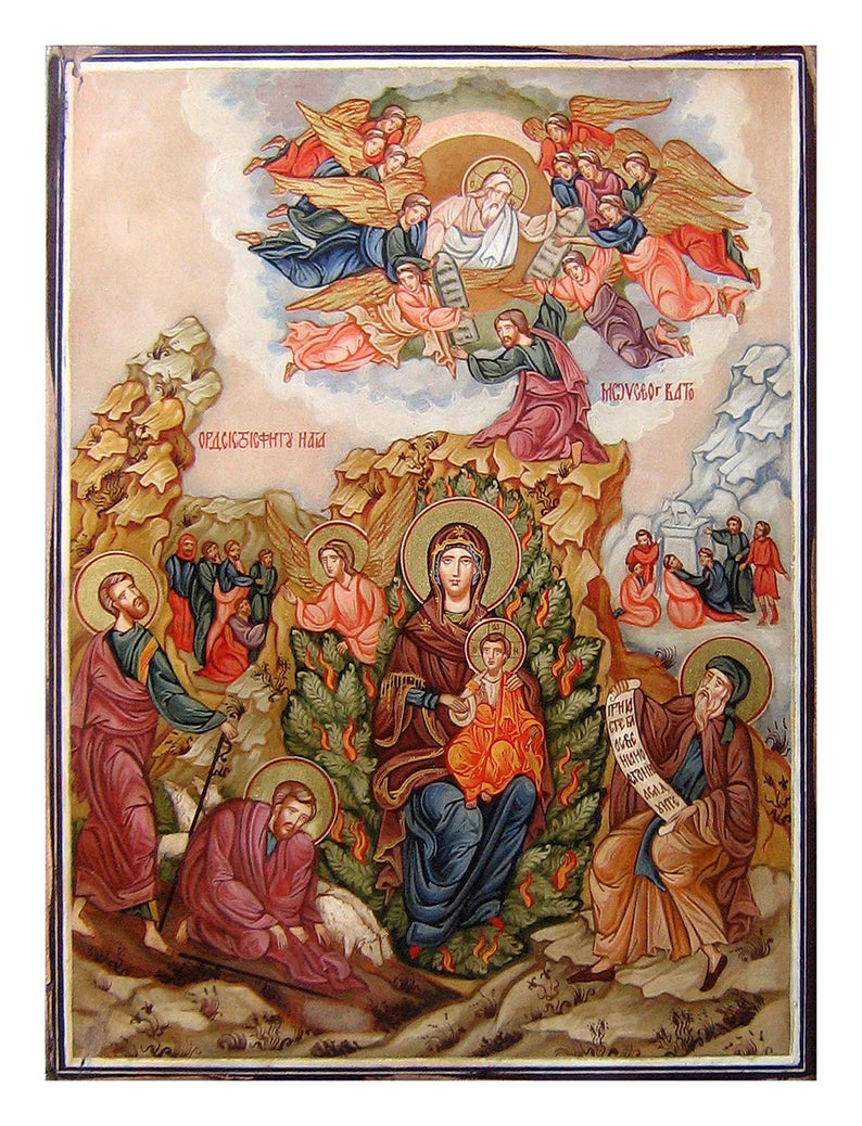 Virgin Mary And The Burning Bush Hand Painted Orthodox Icon Etsy 794x1038 Virgin Mary And The Burning Bush Hand Painted Orthodox Icon Etsy