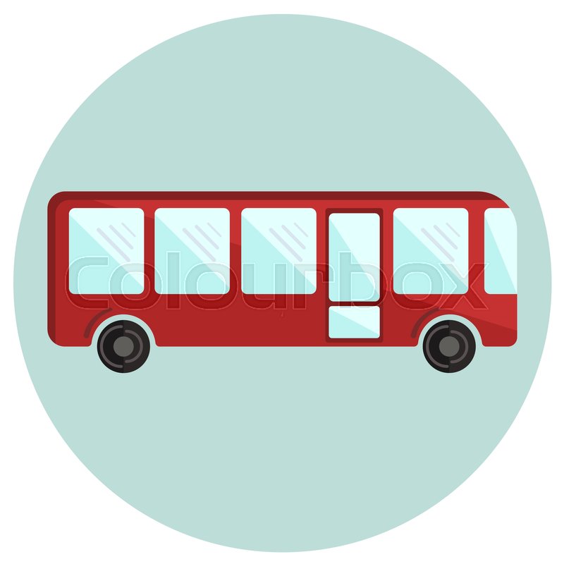 800x800 Cute Colorful Flat Bus Icon, Red Stock Vector Colourbox