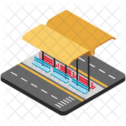 256x256 Bus Station Icon Of Isometric Style