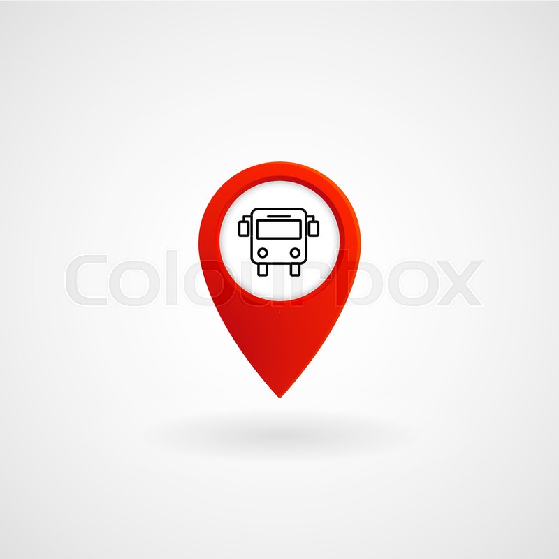 800x800 Red Location Icon For Bus Stop, Stock Vector Colourbox