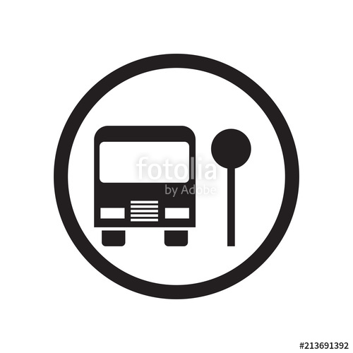 500x500 School Bus Stop Icon Vector Sign And Symbol Isolated On White