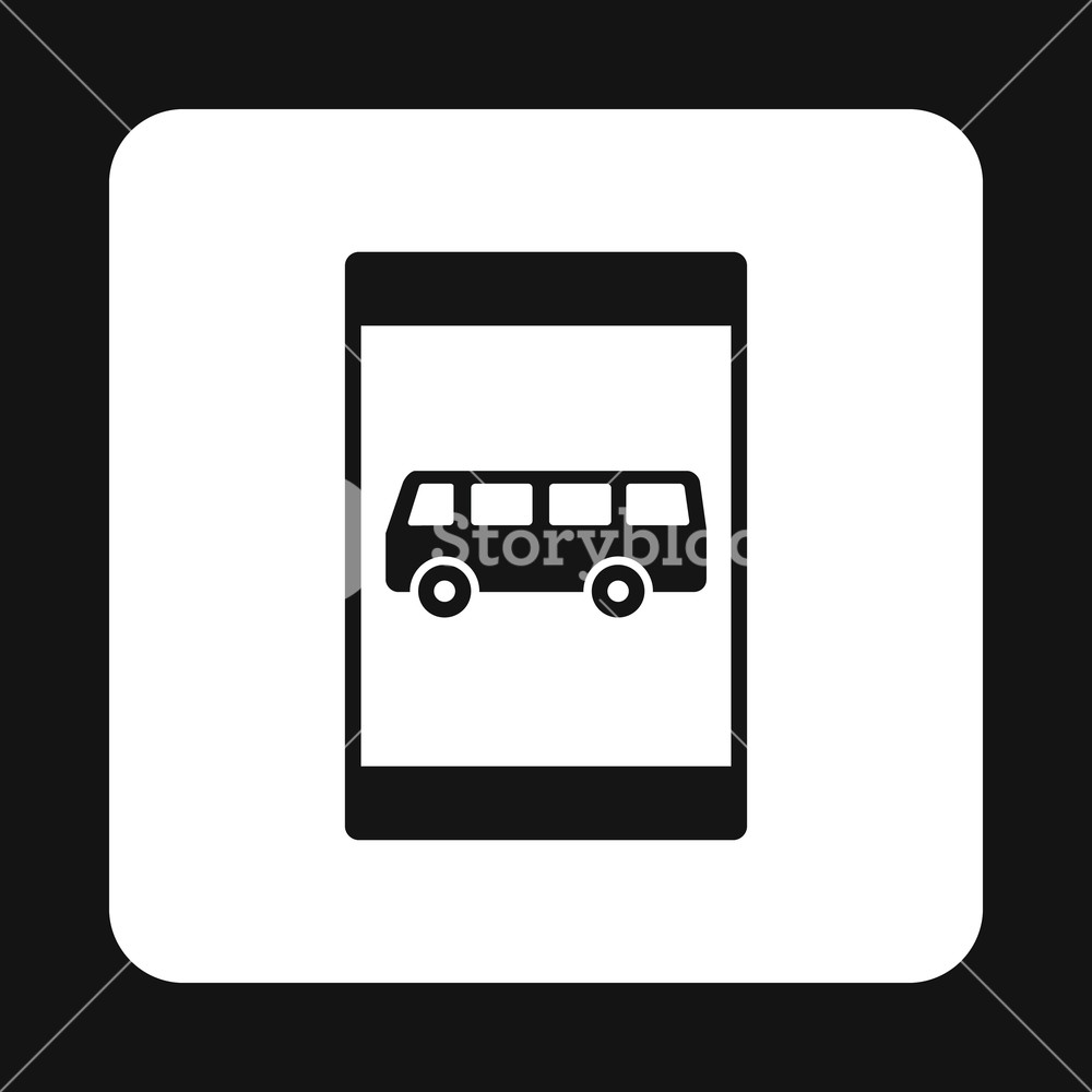 1000x1000 Sign Bus Stop Icon In Simple Style Isolated On White Background