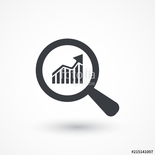 500x500 Business Analysis Symbol With Magnifying Glass Icon And Rising