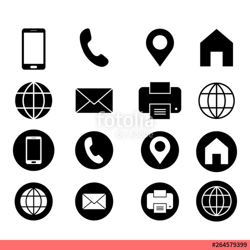 500x500 Business Card Icon Set, Contact Symbol Vector Stock Image