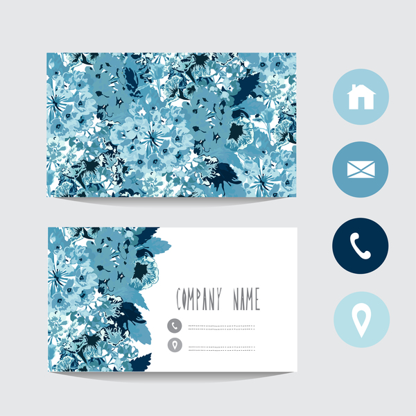 600x600 Flower Business Card Template With Society Icons Vector Free