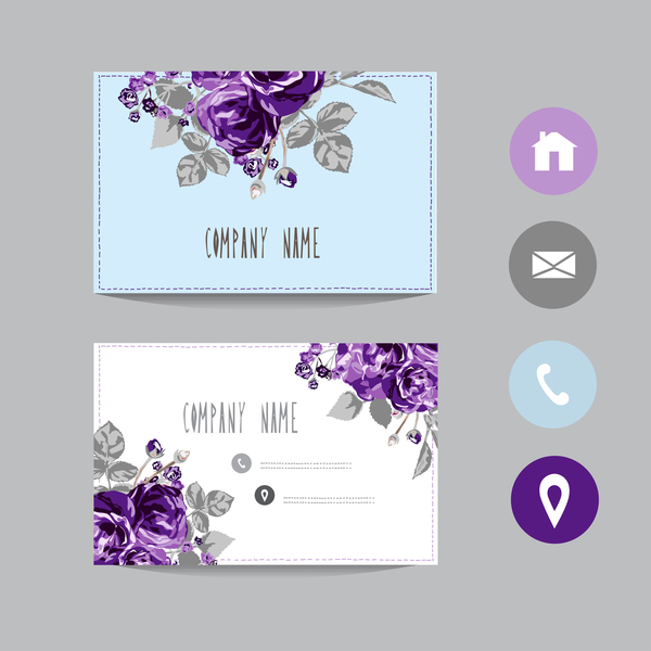 600x600 Flower Business Card Template With Society Icons Vector Free