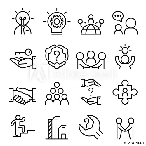 Business Consultant Icon Set In Thin Line Style 500x500 Business Consultant Icon Set In Thin Line Style