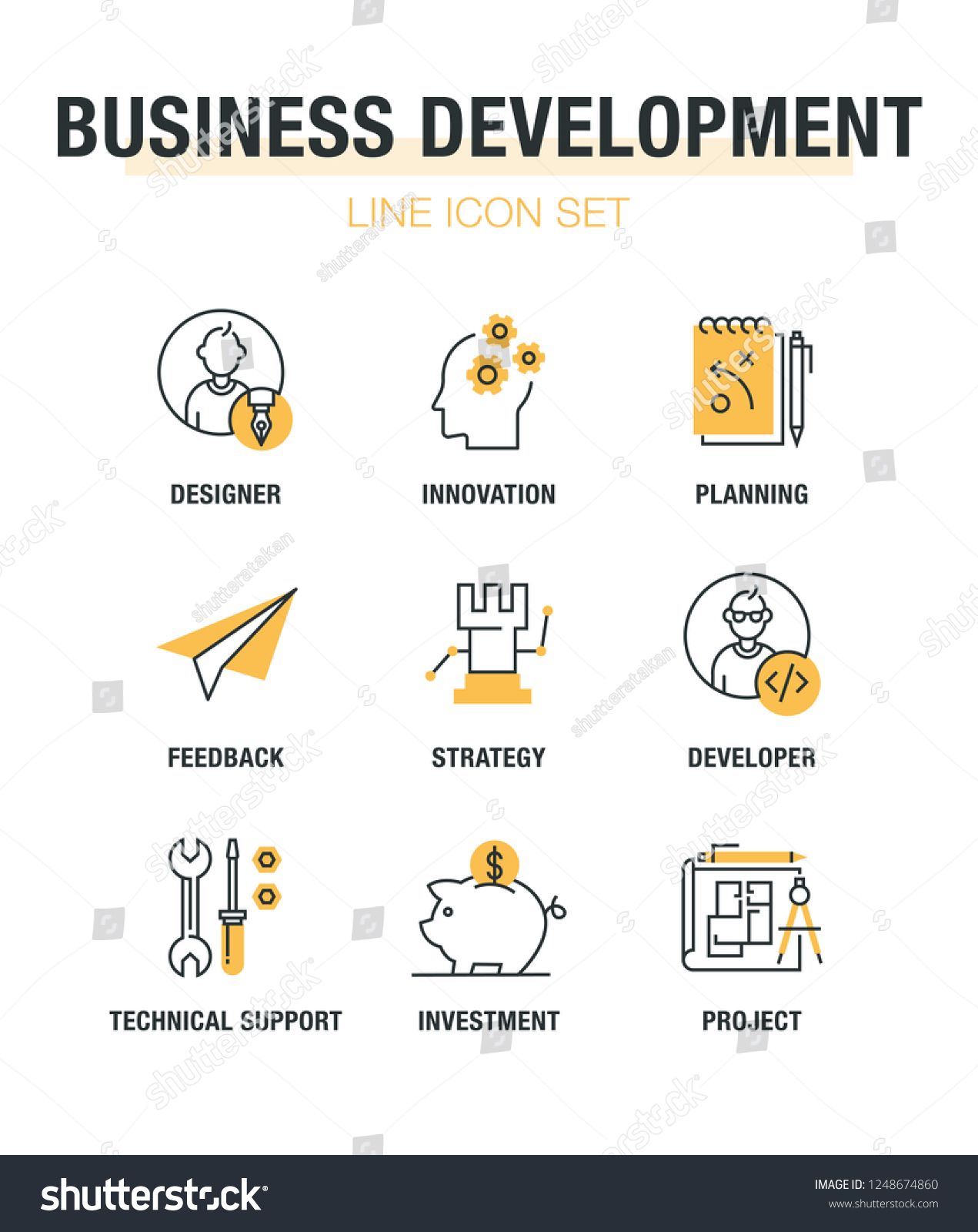 1271x1600 Business Development Line Icon Setdevelopment Business Line Set
