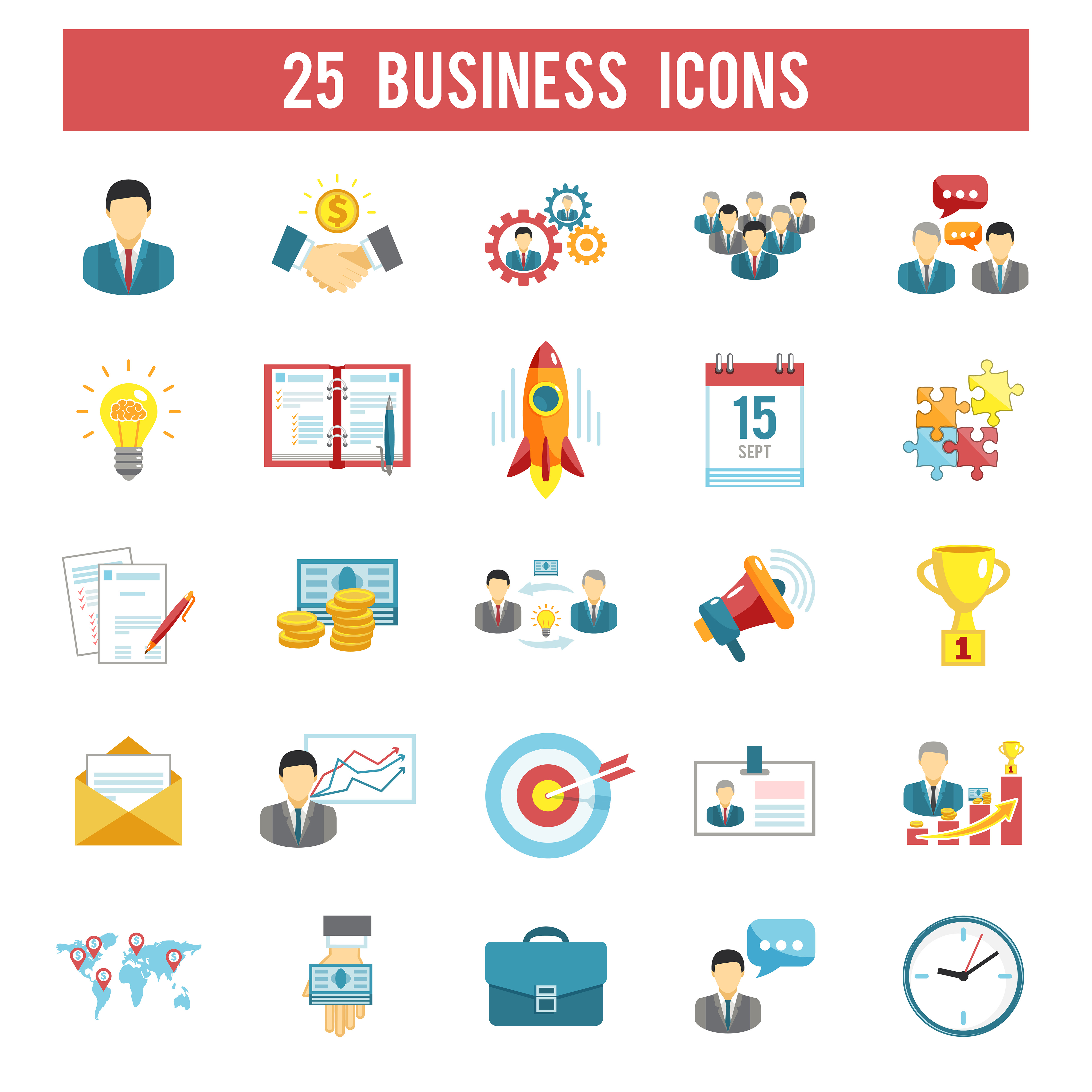 Business Startup Flat Icons Set 4500x4500 Business Startup Flat Icons Set