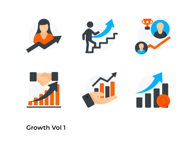 Growth Flat Icon Set 400x300 Growth Flat Icon Set
