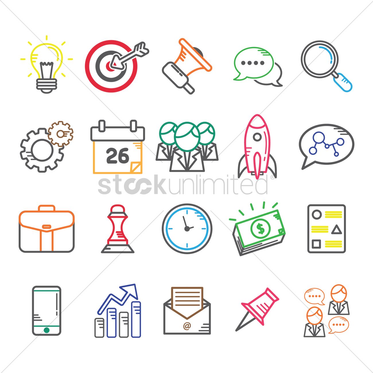 1300x1300 Business Icon Set Vector Image