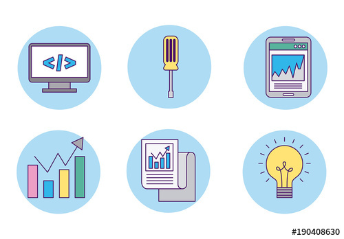 500x348 Blue Circular Business Icon Set Buy This Stock Template