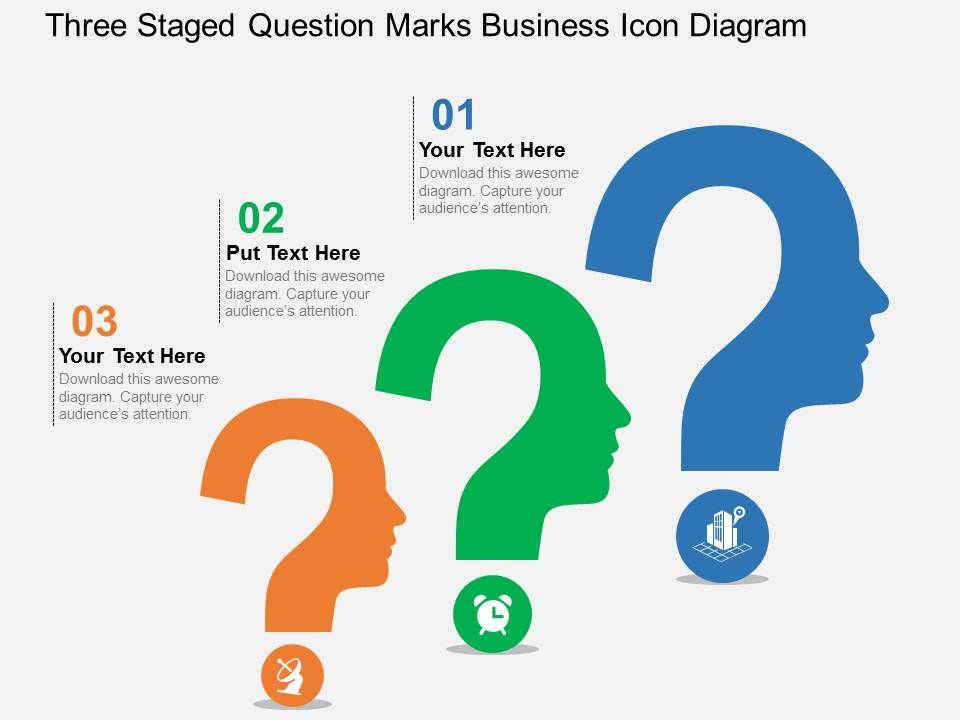 960x720 Three Staged Question Marks Business Icon Diagram Flat Powerpoint