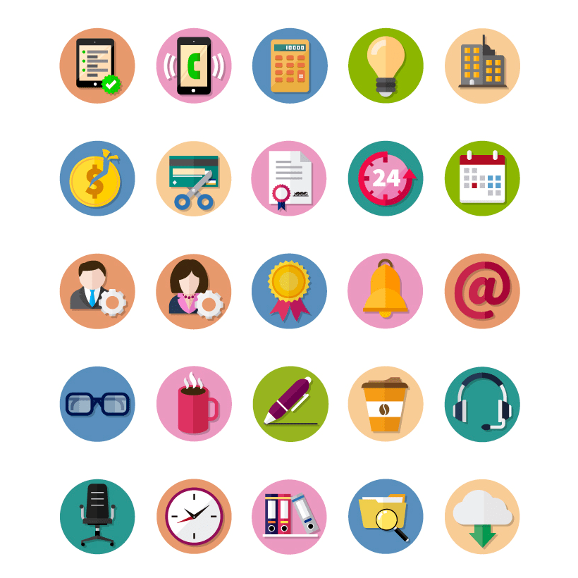 820x820 Free Circular Vector Business Icons