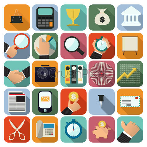 500x500 Business Icon Set, Stock Vector Crushpixel