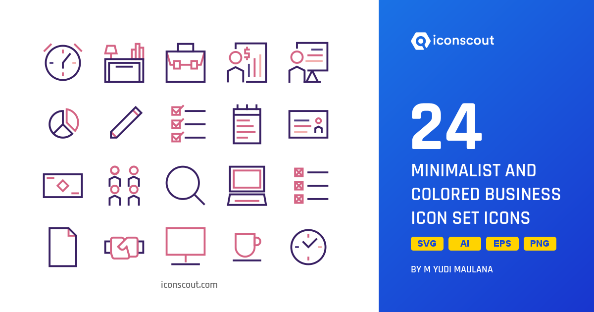 1200x630 Download Minimalist And Colored Business Icon Set Icon Pack