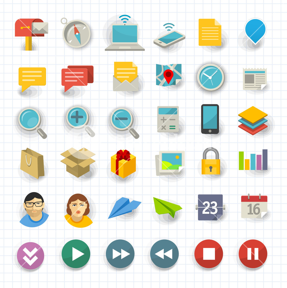 999x1000 Vector Flat Design Communication And Business Icon Set Royalty