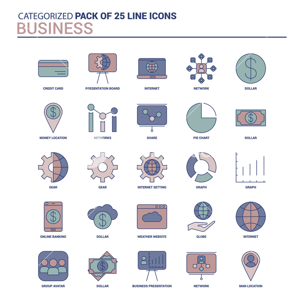 1000x1000 Vintage Business Icon Set