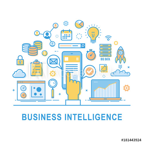 500x500 Business Intelligence Vector Concept Set Of Thin Line Icons