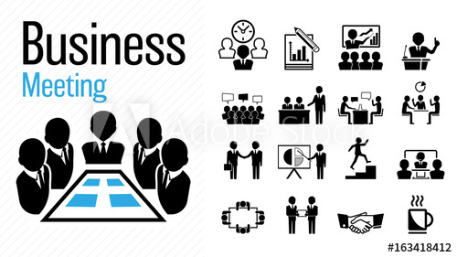 500x281 Business Meeting Icon Group Work Concept Human Design Isolate