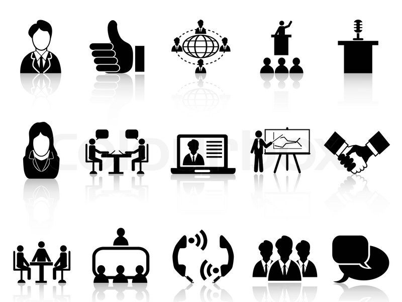 800x600 Isolated Black Business Meeting Icons Stock Vector Colourbox