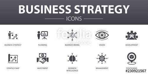 500x250 Business Strategy Simple Concept Icons Set Contains Such Icons As