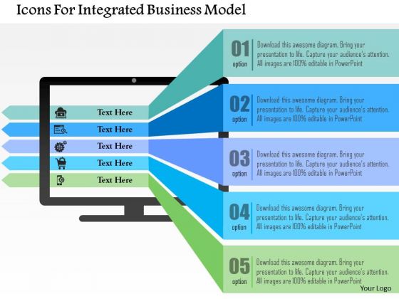 560x420 Business Diagram Icons For Integrated Business Model Presentation