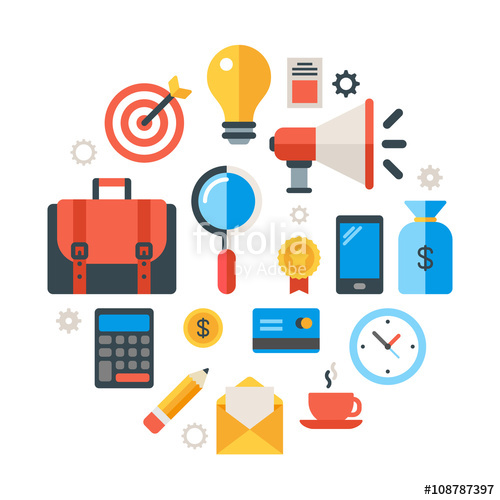 Business Objects And Icons In The Shape Of Circle Case, Lamp 500x500 Business Objects And Icons In The Shape Of Circle Case, Lamp