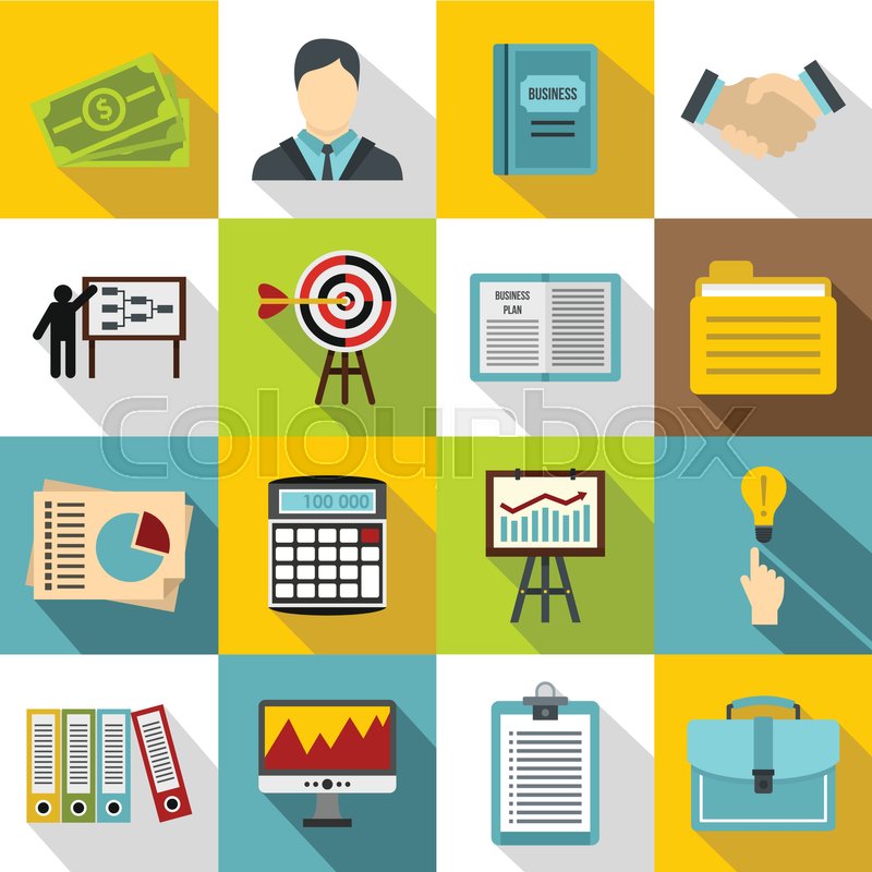 800x800 Business Plan Icons Set Flat Stock Vector Colourbox