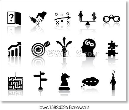 435x370 Business Strategy Icons Set, Art Print Barewalls Posters