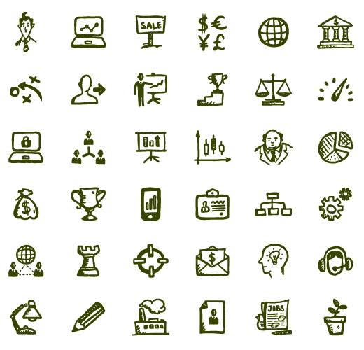 520x500 Busy Icons Hand Drawn Office And Business Icons