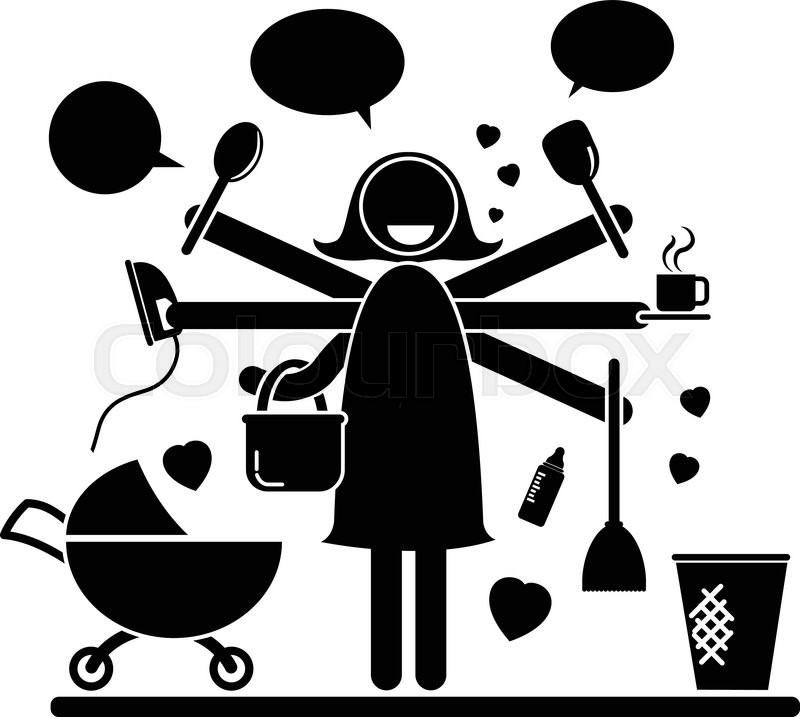 800x717 Vector Icon Of Busy Multitasking Woman Stock Vector Colourbox