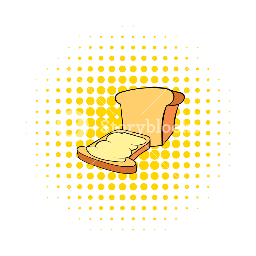 1000x1000 Bread And Butter Icon In Comics Style On A White Background