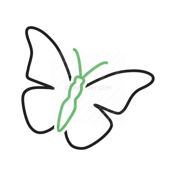 600x600 Butterfly Line Green Black Icon