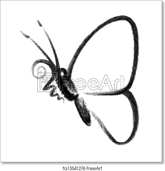 561x581 Free Art Print Of Butterfly Icon Crayon Sketched Illustration