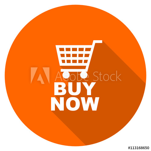 500x500 Flat Design Round Orange Buy Now Vector Icon