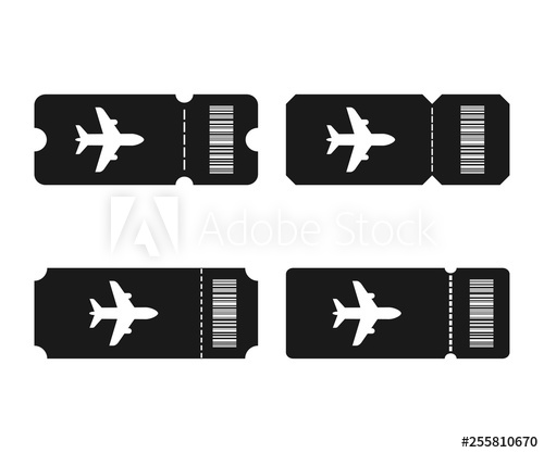 500x417 Plane Tickets Vector Pictogram Isolated On White Background Black