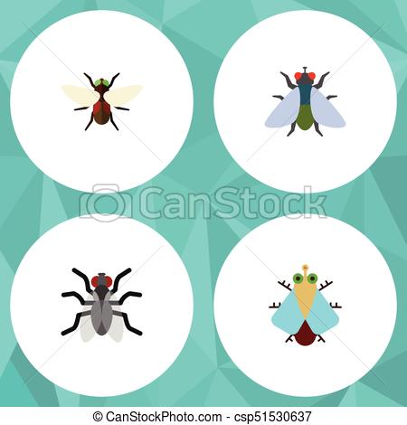 450x470 Flat Icon Buzz Set Of Gnat, Fly, Bluebottle And Other Vector