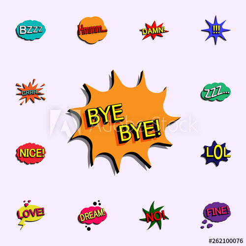 500x500 Comic Speech Bubble With Expression Text Bye Bye Icon Comic Icons