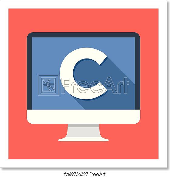 561x581 Free Art Print Of Computer With C Letter On Screen C Programming