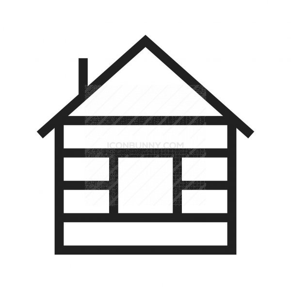 600x600 Wood Cabin Line Icon