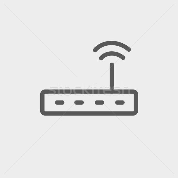 600x600 Wifi Router Modem Thin Line Icon Vector Illustration Andrei