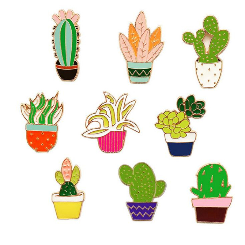 800x800 Pcs Metal Cactus Icon Badge With Pin Brooch Backpack Decoration
