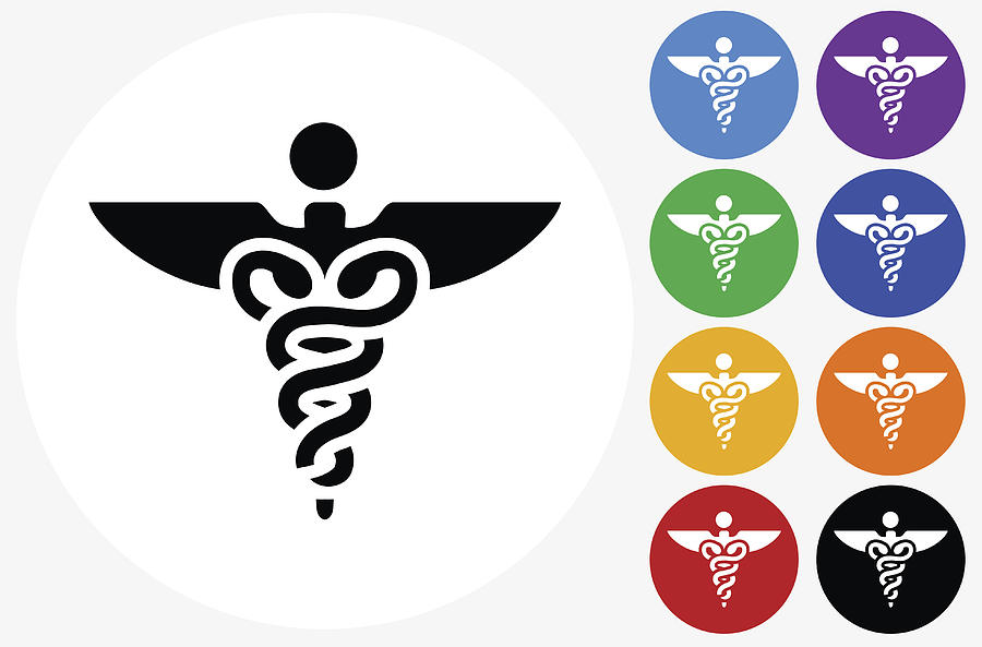 900x593 Caduceus Icon On Flat Color Circle Buttons